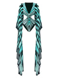 Long Sleeve Swimwear Women Print Swimsuit Bathing Suit Ruffle Swimwear Cut Out Swimsuit High Leg Swim Wear