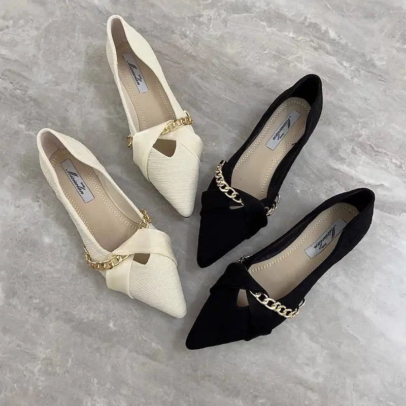 Moccasins Flats Office Pointed Toe Luxury Leather Casual Shoes For Woman 2025 Flat Women's Summer Footwear Evening Chic Point 39