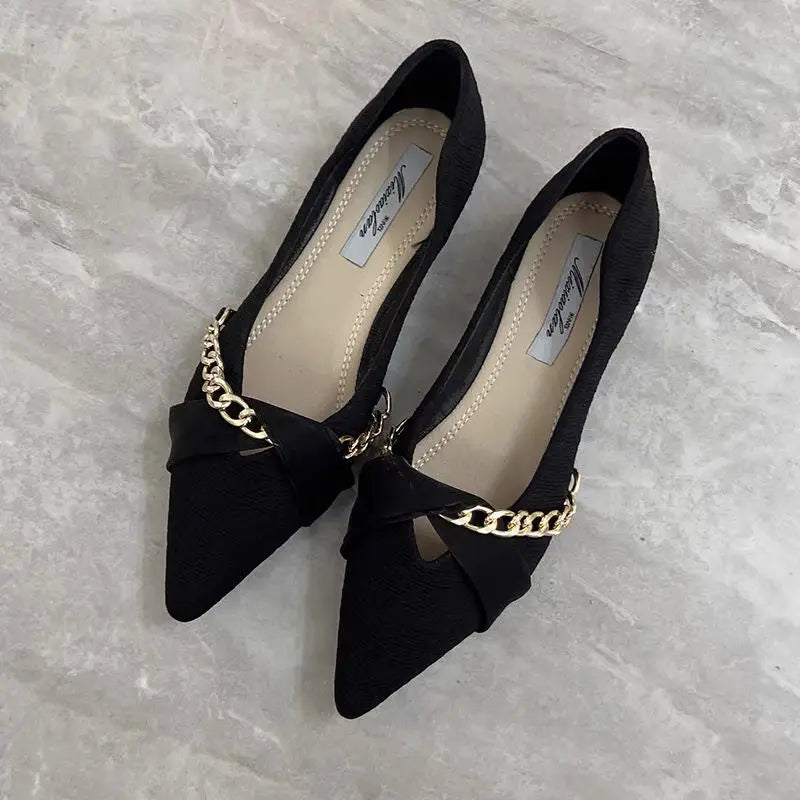 Moccasins Flats Office Pointed Toe Luxury Leather Casual Shoes For Woman 2025 Flat Women's Summer Footwear Evening Chic Point 39