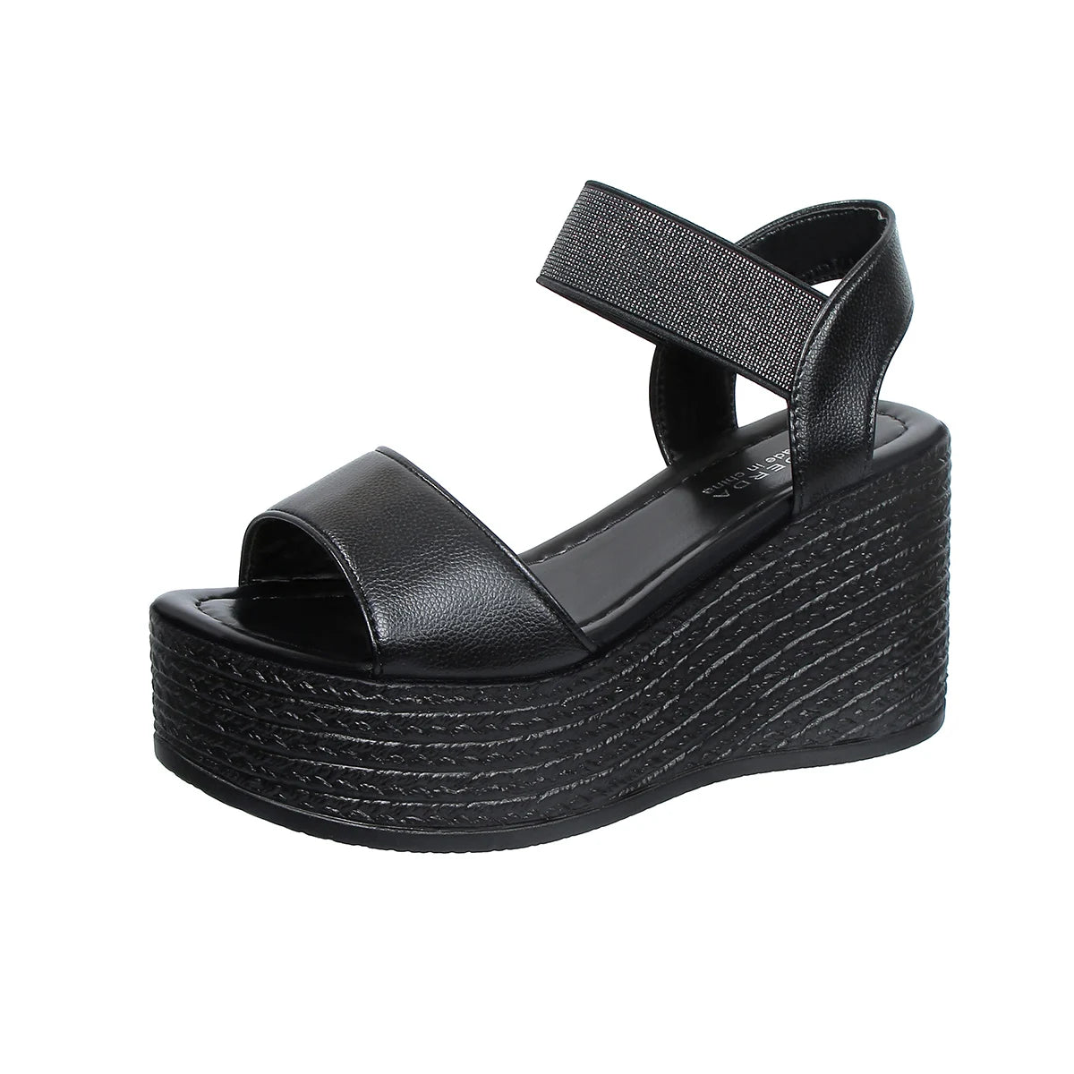 Aphixta Wedge Sandals Peep Toe Elastic Band Shoes Woman Platform Fashion 9cm Golden Summer Super High Heel Shoes Female Sandal